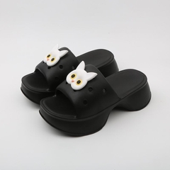 Dép nhựa đế cao gắn charm hình mèo sz 39-40