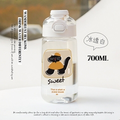 Bình đựng nước nhựa hình mèo có ống hút 500-700ml
