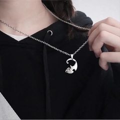 Dây chuyền, vòng cổ mèo trắng kim loại