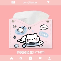 Túi da đựng giấy ăn hình mèo nhiều mẫu