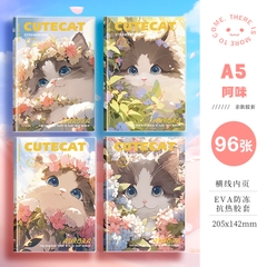 Sổ A5 hình mèo Ragdoll và hoa, bìa bọc cao su