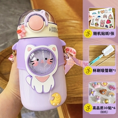 Bình nước giữ nhiệt hình mèo màu tím 600ml