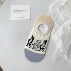 Tất ngắn cotton hoạ tiết hình mèo