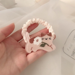 Dây buộc tóc vải hình mèo cầm hoa