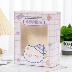 Túi quà có lớp bóng kính trong suốt hình mèo đội mũ