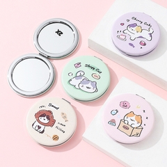 Gương gập mini 2 mặt nhiều màu họa tiết hình mèo