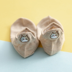 Tất cổ ngắn thêu hình mèo cam phía sau