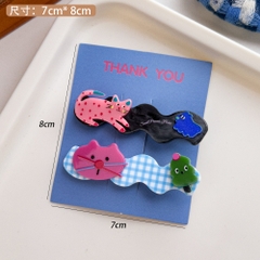 Bộ 2 kẹp tóc mái hình mèo và họa tiết đáng yêu