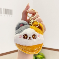 Móc khoá bông hình mèo đeo yếm
