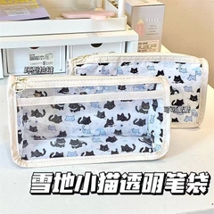 Túi bút hình mèo họa tiết mèo đen xanh