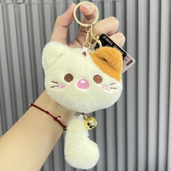Móc khóa bông đầu mèo kèm chuông