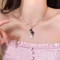 Dây chuyền đính sao hình mèo đen