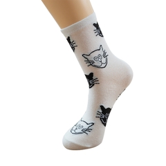 Vớ Tất Cổ Cao Chất Liệu Cotton Nữ Hình Mặt Mèo Dễ Thương Phong Cách Hàn Quốc Nhật Bản 4 Mùa