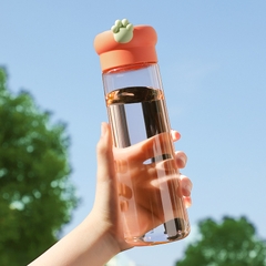 Bình nước trong suốt nắp gắn hình chân mèo 530ml màu tím