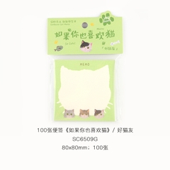 Giấy note 100 tờ hình mèo màu xanh, hồng, xám, be, nâu