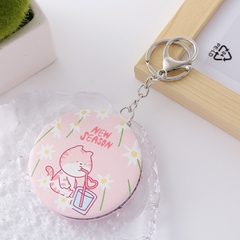 Gương gập mini hình tròn 2 họa tiết mèo uống nước
