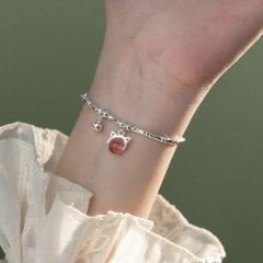 Vòng tay bạc 925 dạng đốt trúc charm mèo