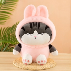 Mèo bông xám mặc đồ size 45cm