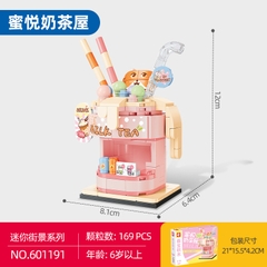 Lego cừa hàng trà sữa biển hiệu hình mèo
