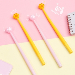 Bút bi nhựa dẻo hình bàn chân mèo màu vàng, hồng