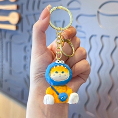 Móc khóa nhựa resin hình mèo đội mũ