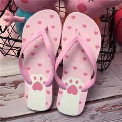 Dép xỏ ngón đế thấp hoạ tiết hình mèo, chân mèo