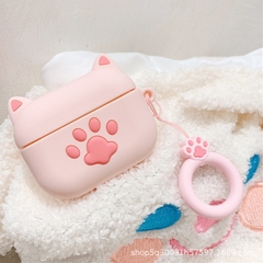 Case tai nghe Airpods màu hồng họa tiết hình chân mèo hồng