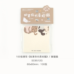 Giấy note 100 tờ hình mèo màu xanh, hồng, xám, be, nâu