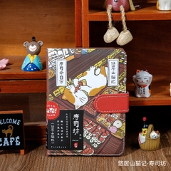 Sổ da PU A6 hình mèo phong cách Nhật Bản