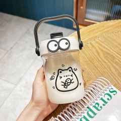 Bình đựng nước nhựa hình mèo có ống hút 500-700ml