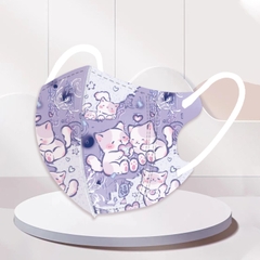 Khẩu trang trẻ em hình mèo màu sắc (set 10c)
