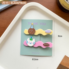 Bộ 2 kẹp tóc mái hình mèo và họa tiết