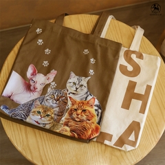 Túi tote túi vải canvas in hình mèo nhà Geisha Cat