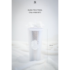 Ly cốc thủy tinh kim cương cao cấp kèm ống hút 710ml chịu nhiệt 80 độ Geisha Cat