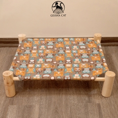 Giường gỗ điều hòa chống nóng dành cho chó mèo 10kg thoải mái