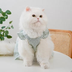 Áo váy chó mèo kẻ caro thắt nơ hồng xanh lá tím