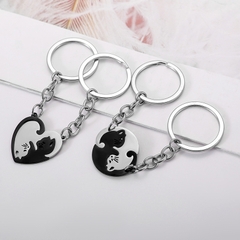 Móc Khóa Đôi Hình Mèo Trái Tim cho Cặp Đôi Yêu Mèo
