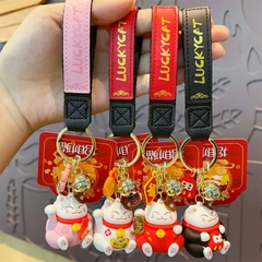 Móc khóa mèo thần tài may mắn Lucky Cat đỏ tết 2024