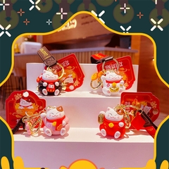 Móc khóa mèo thần tài may mắn Lucky Cat đỏ tết 2024