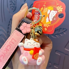 Móc khóa mèo thần tài may mắn Lucky Cat đỏ tết 2024