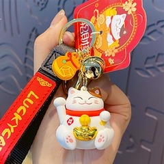 Móc khóa mèo thần tài may mắn Lucky Cat đỏ tết 2024
