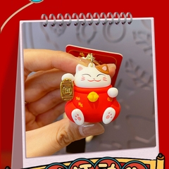 Móc khóa mèo thần tài may mắn Lucky Cat đỏ tết 2024
