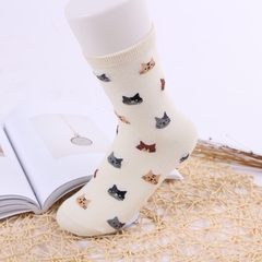 Vớ Tất Cổ Cao Chất Liệu Cotton Nữ Hình Mặt Mèo Dễ Thương Phong Cách Hàn Quốc Nhật Bản 4 Mùa