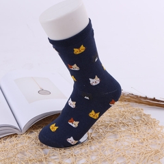 Vớ Tất Cổ Cao Chất Liệu Cotton Nữ Hình Mặt Mèo Dễ Thương Phong Cách Hàn Quốc Nhật Bản 4 Mùa