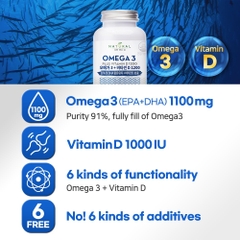 Viên uống bổ sung Omega-3 tinh khiết kèm Vitamin D 1200 (EPA+DHA 1100mg) 120 viên [Natural Immix]