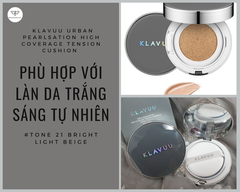 Phấn Nước Cushion Klavuu Xám Tone 21 Urban Pearlsation High Coverage Tension Cushion SPF50+/PA+++ 15g
