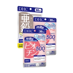 DHC Combo Kích Mọc Tóc 60 Ngày Nhật Bản ( DHC Kẽm 60viên, DHC Biotin 60 viên)