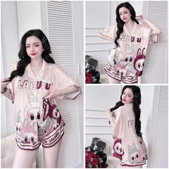 SP_213 Đồ bộ pijama BOLOBALA nữ mặc nhà quần đùi áo cánh dơi tay ngắn Lady chất lụa latin cao cấp, hoạ tiết hot trend