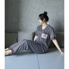 Đồ bộ pijama BOLOBALA tay ngắn quần dài lụa xước cao cấp mặc nhà