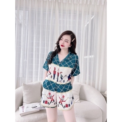 SP_29 Đồ bộ pijama BOLOBALA đùi croptop lụa xước mẫu mới, hàng đẹp cao cấp
